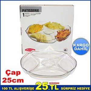 Paşabahçe Servis Tabağı 25cm Çap 5 Boş Hazneli Çok Amaçlı Tabak