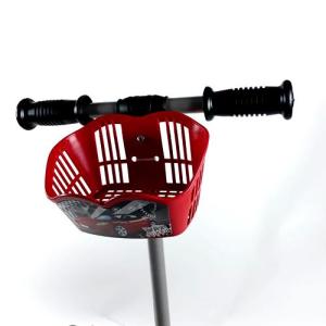Yarış Arabası Desenli Siyah Kırmızı Çocuk Scooter Frenli Sepetli Scooter