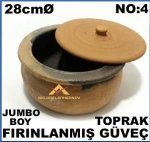 Toprak Güveç Tenceresi 28cm Jumbo Boy Fırınlanmış Yüksek Isıya Dayanıklı Ve Ateşe Toprak Güveç Kabı