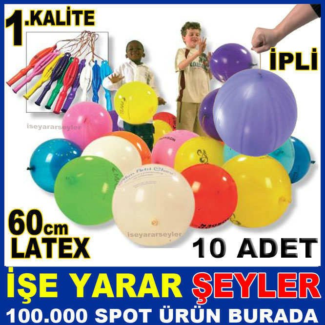 PUNCHBALL İPLİ 10 ADET Ø60cm DEV BALON