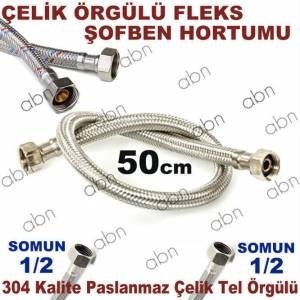 FLEKS ŞOFBEN BAĞLANTI HORTUMU Somunlar 1/2-1/2-UZUNLUK:50cm