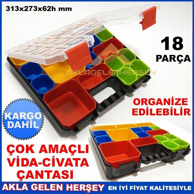 ORGANİZE EDİLEBİLİR 18 GÖZ 32x27c PROFESYONEL ALET EDEVAT ÇANTASI