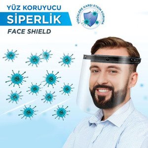 Buhar+Kir Tutmaz 4 Kademe Hareketli Şeffaf  PVC Yüz Koruma Siperi Yüz Göz Koruyucu Siper Başlık