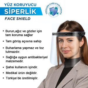 Buhar+Kir Tutmaz 4 Kademe Hareketli Şeffaf  PVC Yüz Koruma Siperi Yüz Göz Koruyucu Siper Başlık