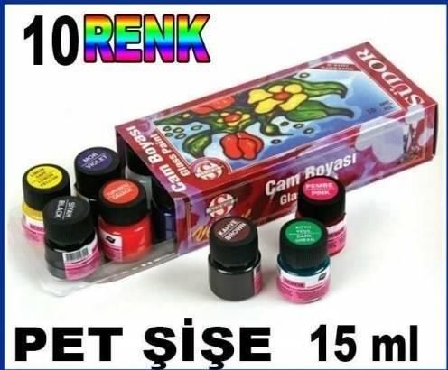 Cam Boyama Sanatı İçin Seti 10 Farklı Karışık Renk Boya Set Südor