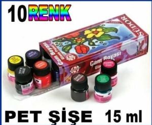 Cam Boyama Sanatı İçin Seti 10 Farklı Karışık Renk Boya Set Südor