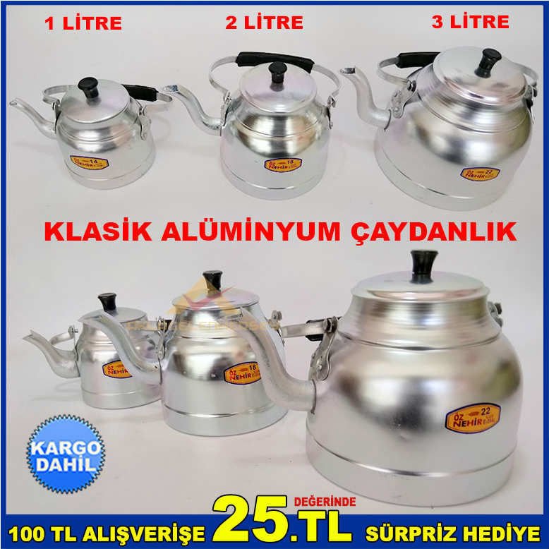 KLASİK ALÜMİNYUM ÇAYDANLIK 2LT ELOKSALLI TEK ALT