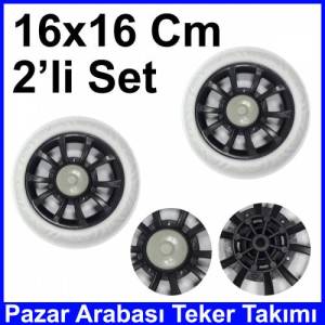 Pazar Arabası 16x16 Cm Teker Takımı Plastik Siyah Beyaz