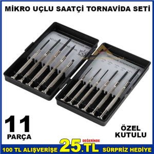 11 PARÇA MİKRO UÇLU SAATÇİ MİNİ TORNAVİDA SETİ
