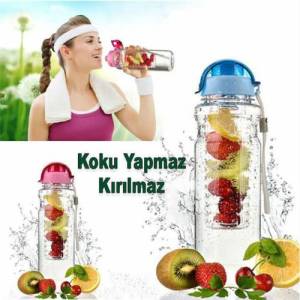 Demlik filtreli şeffaf suluk 750ml orjinal Detox su matara