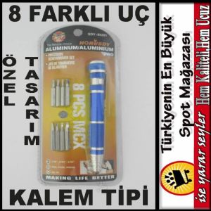 SEKİZ AYRI UÇLU KALEM TİPİ MİKRO TORNAVİDA SETİ