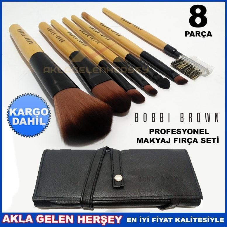 Ücretsiz Kargo 8 PARÇA ÇANTALI BOBBI BROWN MAKYAJ FIRÇA SETİ