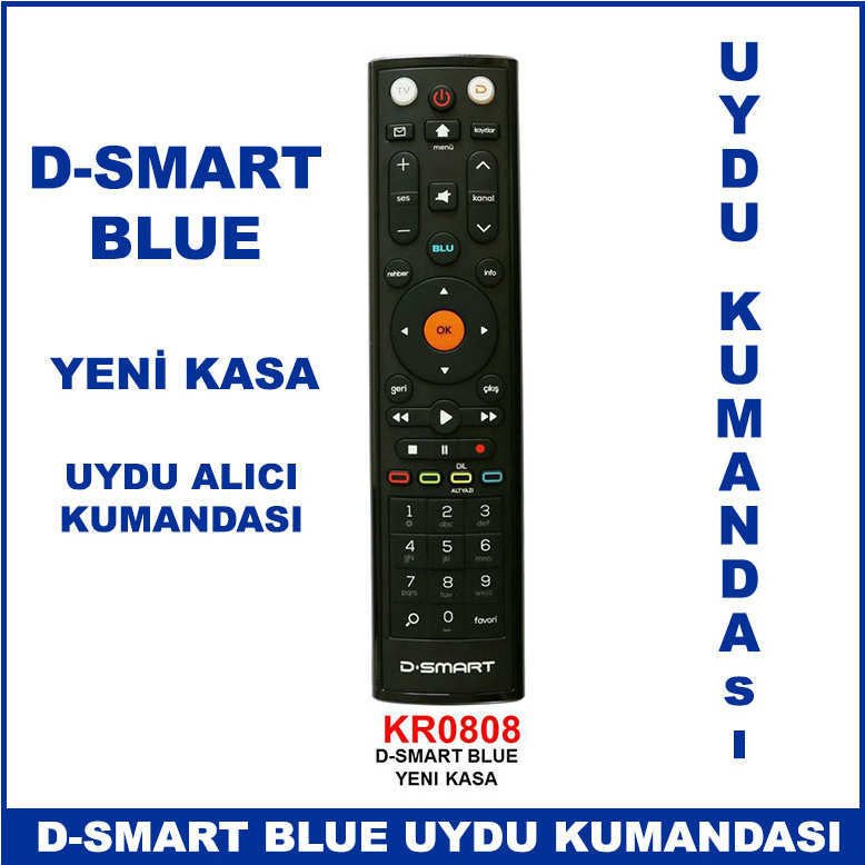 D-Smart Blue Yeni Kasa Uydu Alıcı Kumandası KR0808 - Uydu Cihazı Kumandası