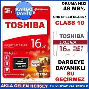 Ücretsiz Kargo TOSHIBA 16GB EXCERIA MİCRO SDHC C10 HAFIZA KARTI