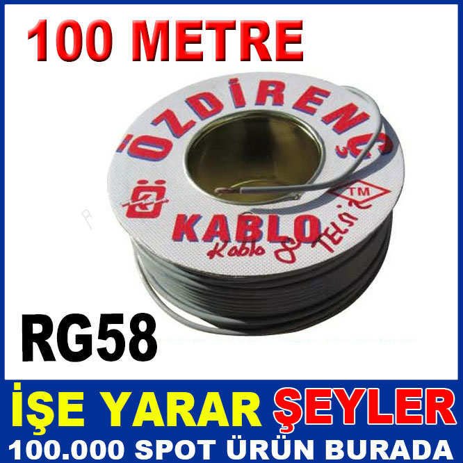 %100 BAKIR TELSİZ ÇATI ANTEN KABLOSU 50ohm 100 METRE KABLO 08 RG-58 TÜRK MALI TELSİZ ANTEN KABLOSU
