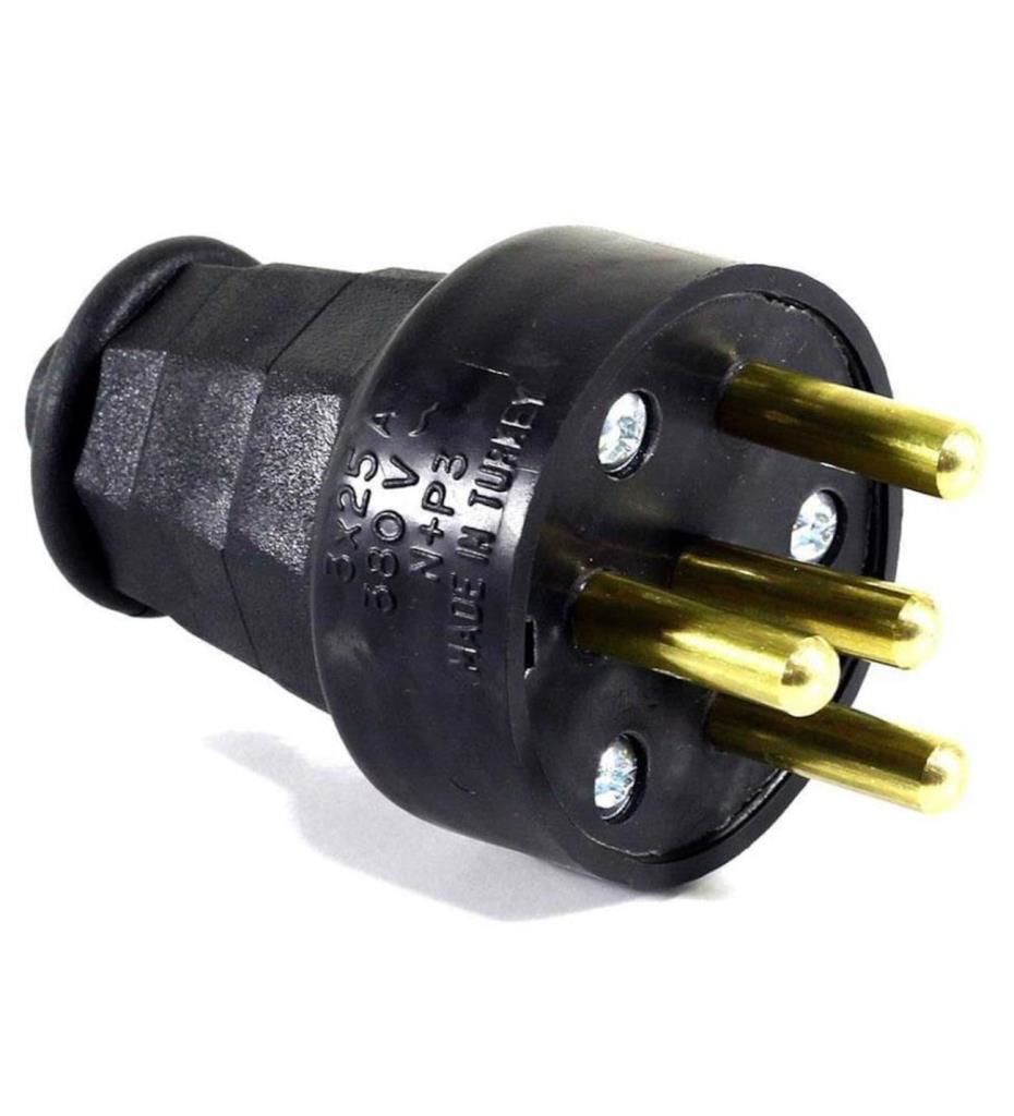 Trifaze Kauçuk Erkek Fiş 25 Amper 380 Volt