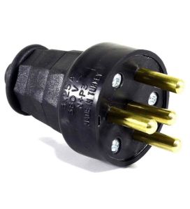 Trifaze Kauçuk Erkek Fiş 25 Amper 380 Volt