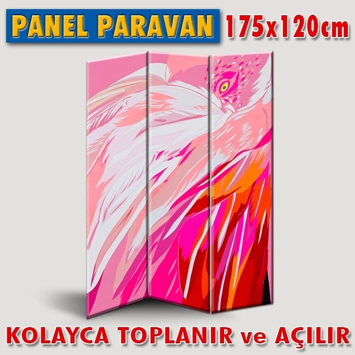 GÖRSELLİ KATLANIR PANEL BÖLME SİSTEMİ - POP-ART - FLAMİNGO