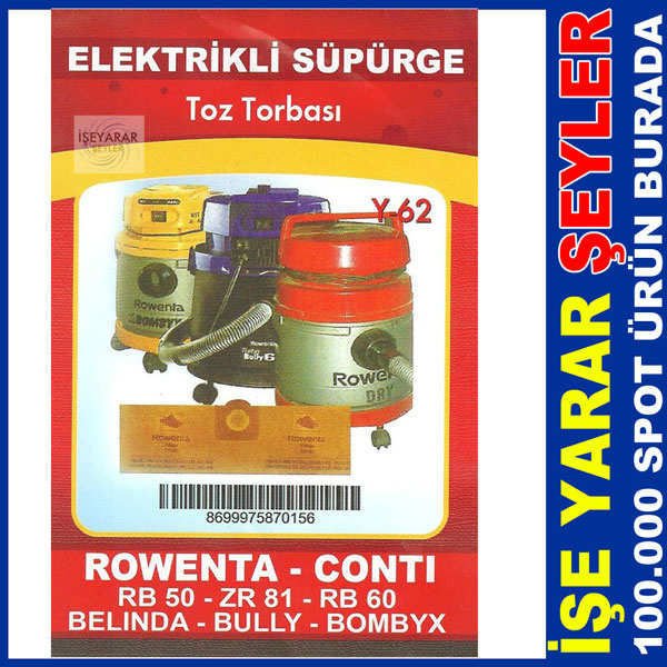 ROWENTA ELEKTRİKLİ SÜPÜRGE TOZ TORBASI Y62
