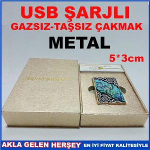 USB ARA KABLOLU ŞARJLI KUTULU METAL ÇAKMAK