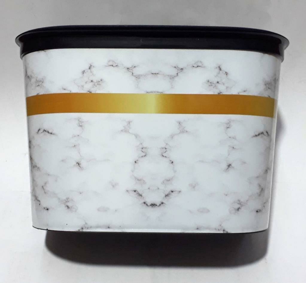 Mermer Desenli Askılı Kapaklı 27x20x18cm Boyutlarında Çöp Kutusu