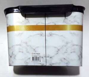 Mermer Desenli Askılı Kapaklı 27x20x18cm Boyutlarında Çöp Kutusu