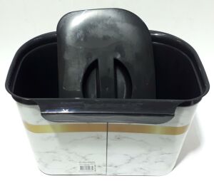 Mermer Desenli Askılı Kapaklı 27x20x18cm Boyutlarında Çöp Kutusu