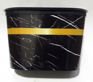 Mermer Desenli Askılı Kapaklı 27x20x18cm Boyutlarında Çöp Kutusu