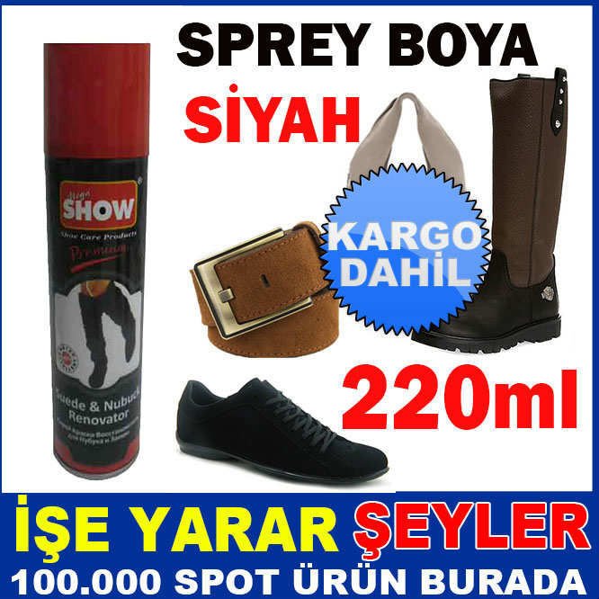 SİYAH RENK SÜET-NUBUK DERİ EŞYA SPREY BOYA -2