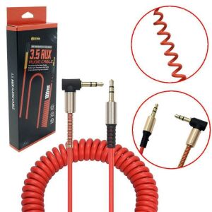 Altın Uçlu Spiralli 1.8 m Uzun Boy Aux Kablo 3.5mm En İyi Kalite Uzayıp Kısalan Aux Kablosu