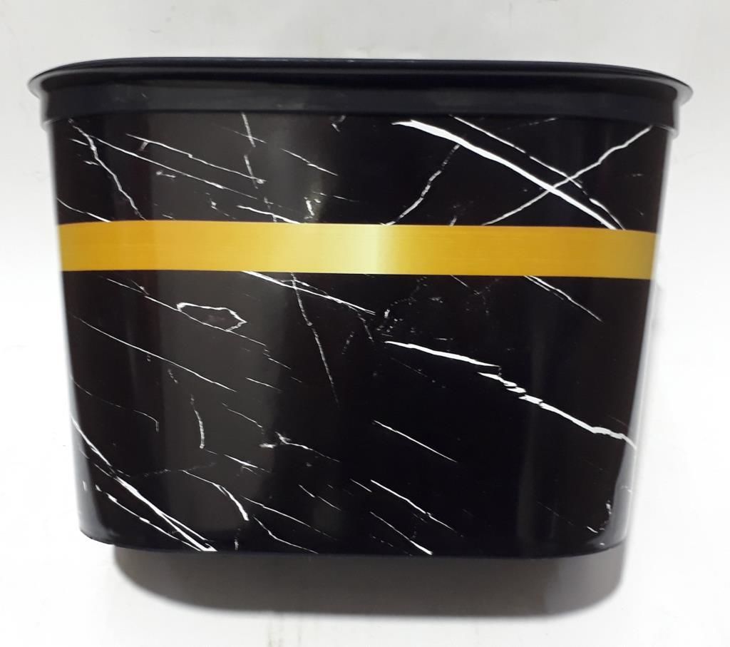 Mermer Desenli Askılı Kapaklı 27x20x18cm Boyutlarında Çöp Kutusu siyah