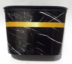 Mermer Desenli Askılı Kapaklı 27x20x18cm Boyutlarında Çöp Kutusu siyah
