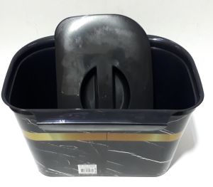 Mermer Desenli Askılı Kapaklı 27x20x18cm Boyutlarında Çöp Kutusu siyah