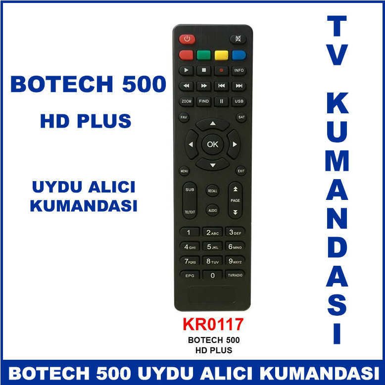 Botech 500 Hd Plus Uydu Cihaz Kumandası KK0117 - Uydu Alıcı Kumandası