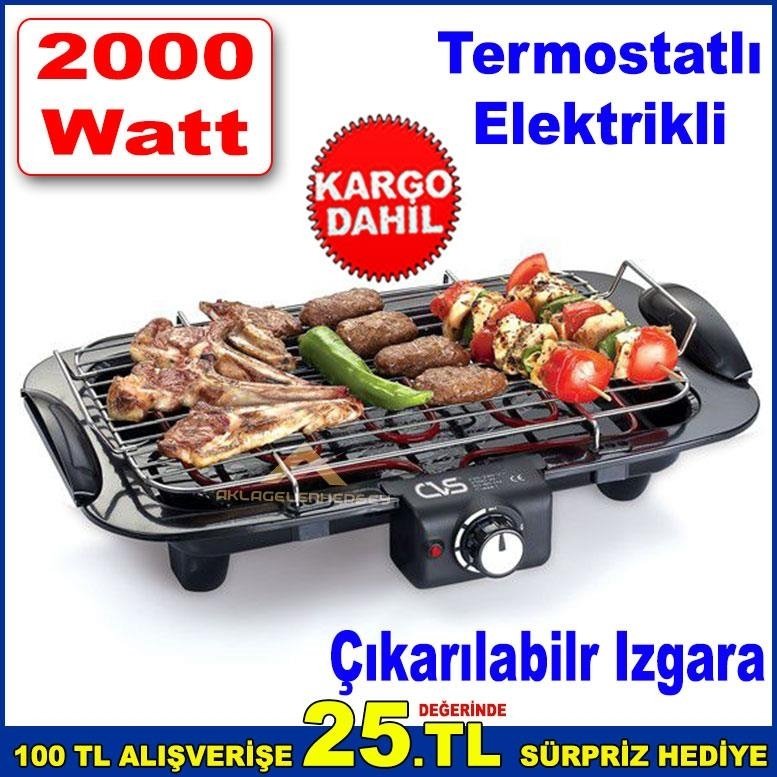 CVS Şölen Termostatlı Elektrikli Barbekü 2000Watt Kokusuz Barbekü
