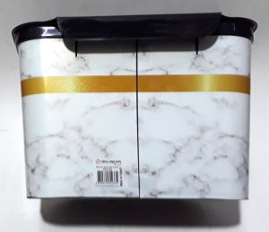 Mermer Desenli Askılı Kapaklı 27x20x18cm Boyutlarında Çöp Kutusu beyaz