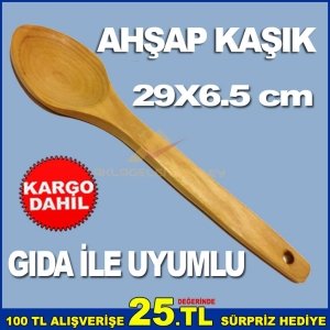 29x6.5 CM GIDA İLE TEMASA UYUMLU AHŞAP KAŞIK