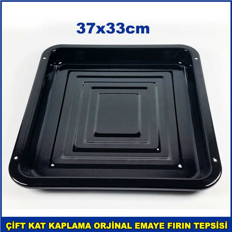 Kare Emaye Fırın Tepsisi 37x33cm Kaliteli Çelik Üzeri 2 Kat Emaye Kaplama Orijinal Fırın Tepsisi