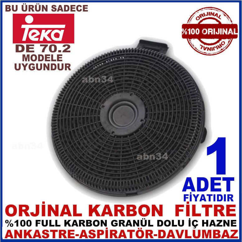 TEKA ANKASTRE DAVLUMBAZ FİLTRESİ Teka DE 70.2 Model Davlumbaz için Granül Karbonlu Filtre-1015