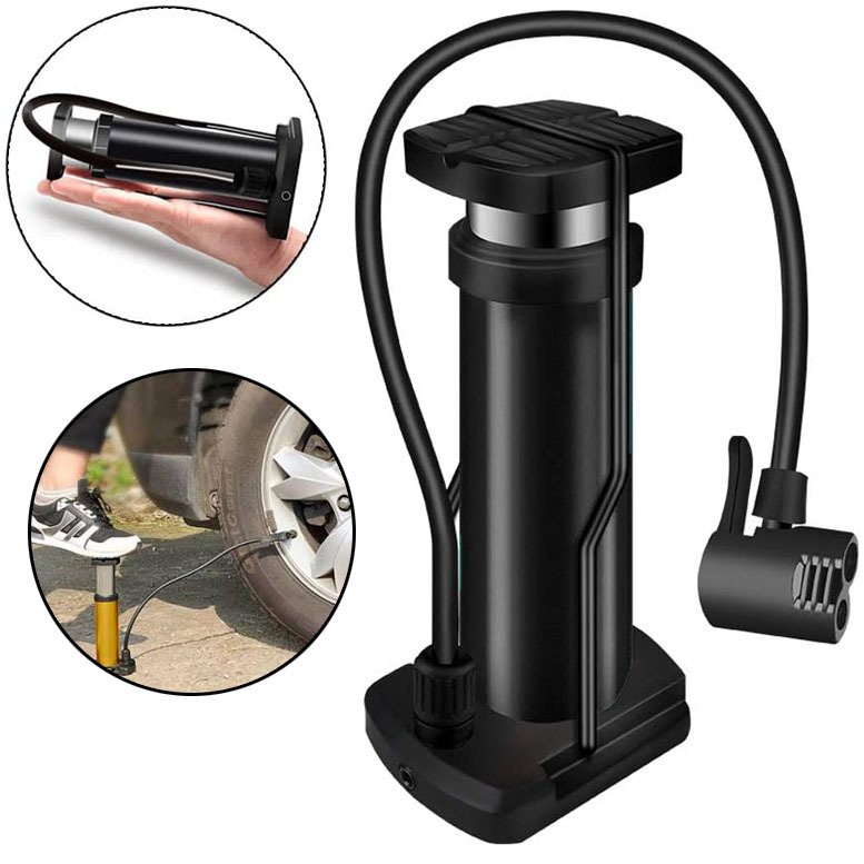 Yüksek Basınçlı Taşınabililir Metal Mini Ayak Pompası 17cm Lastik Şişirme Pompası Çok Amaçlı Pompa