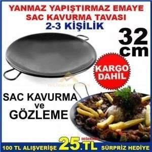2-3 Kişilik Saç Tava Yanmaz Yapışmaz 32cm Yuvarlak Sağlıklı Emaye