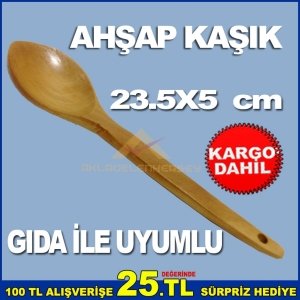 23.5x5 CM GIDA İLE TEMASA UYUMLU AHŞAP KAŞIK