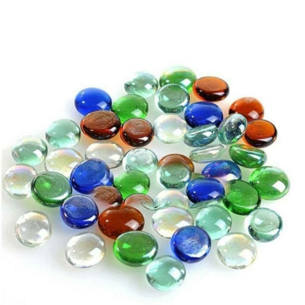 Cam Vazo Taşı Boncuk Taş 65 Adetli Renkli Yassı Hobi - Hediyelik