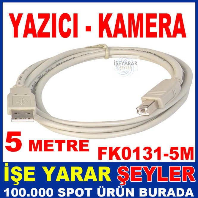 USB 2.0 YAZICI PRINTER DATA KABLOSU 5 METRE