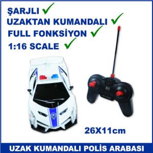 Uzaktan Kumandalı Full Fonksiyonlu 1-16 Scale Sarj Edilebilir Polis Arabası