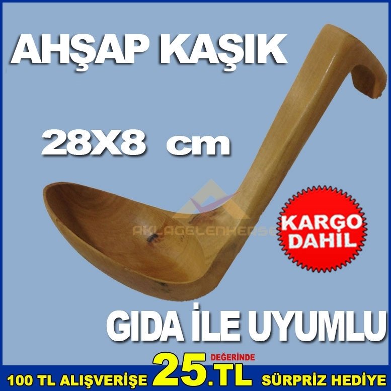 28x8 CM GIDA İLE TEMASA UYUMLU AHŞAP KAŞIK