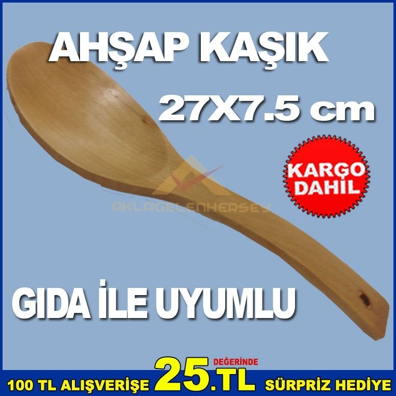 27x7.5 CM GIDA İLE TEMASA UYUMLU AHŞAP KAŞIK