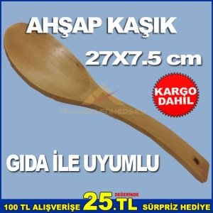 27x7.5 CM GIDA İLE TEMASA UYUMLU AHŞAP KAŞIK