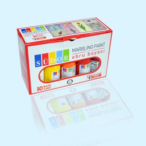 Damlalıklı Yeni Şişelerde 10 Karışık Farklı Renk Ebru Boya Seti - Südor Ebru Boyası 25 ml