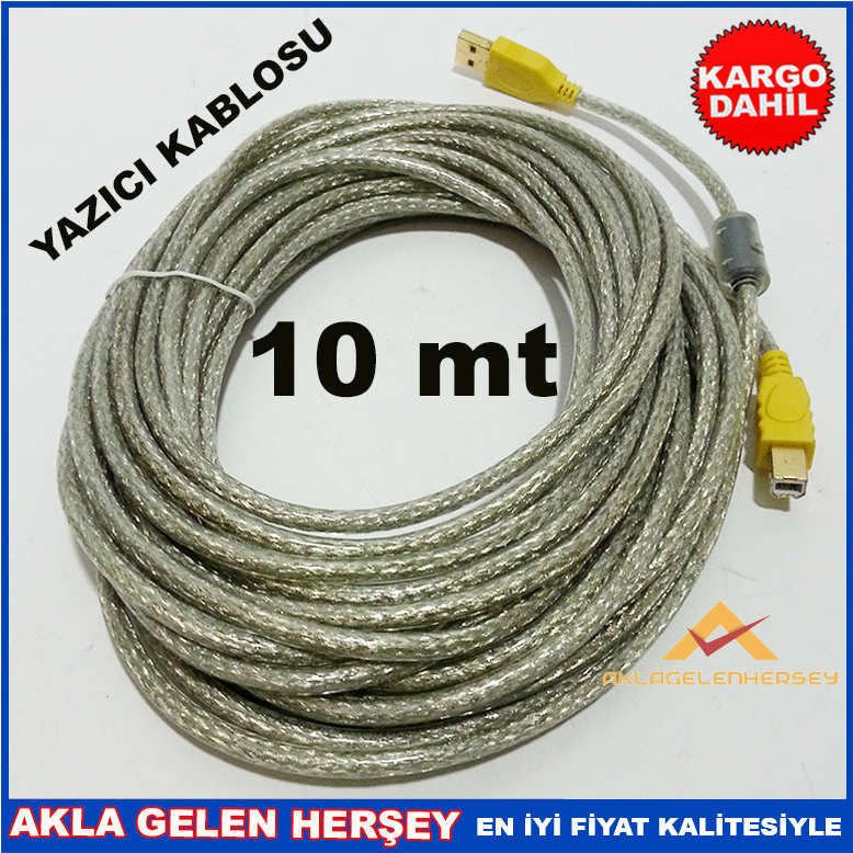 10mt İKİ UCU KONNEKTÖRLÜ YAZICI KABLOSU
